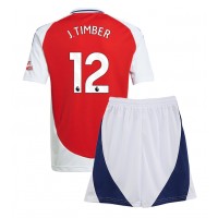 Maglia Calcio Arsenal Jurrien Timber #12 Prima Divisa Bambino 2024-25 Manica Corta (+ pantaloncini)